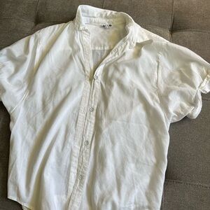 Splendid White Boyfriend Short Sleeve Button Down XS